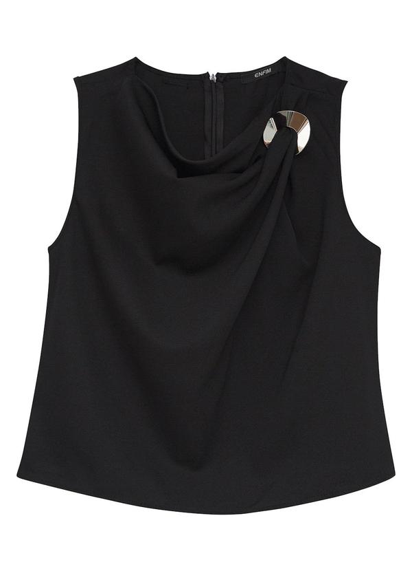 Vista 2 Blusa em Crepe com Argola Preto Enfim Enfim