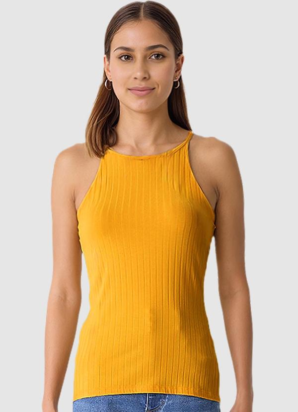Vista 2 Blusa em Viscose Canelada Amarelo Malwee Malwee