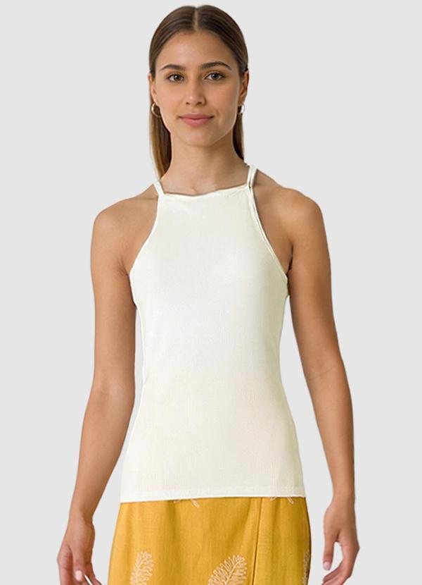 Vista 2 Blusa em Viscose Canelada Off White Malwee Malwee