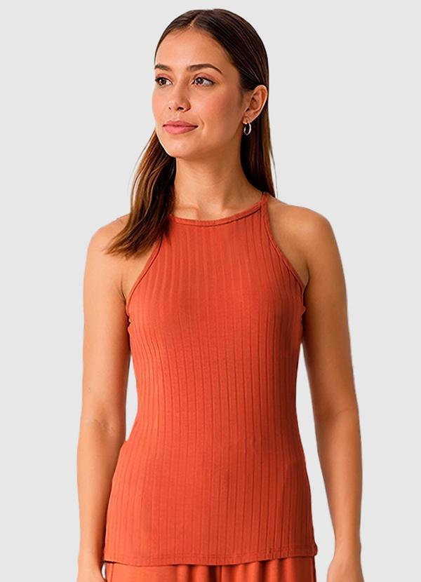 Vista 2 Blusa em Viscose Canelada Terracota Malwee Malwee