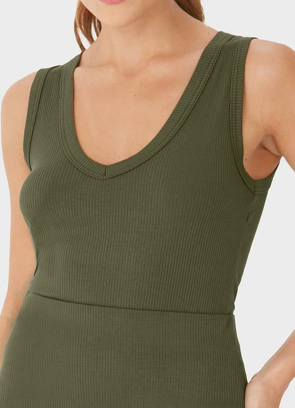 Vista 2 Blusa em Viscose Canelada Verde Militar Malwee Malwee