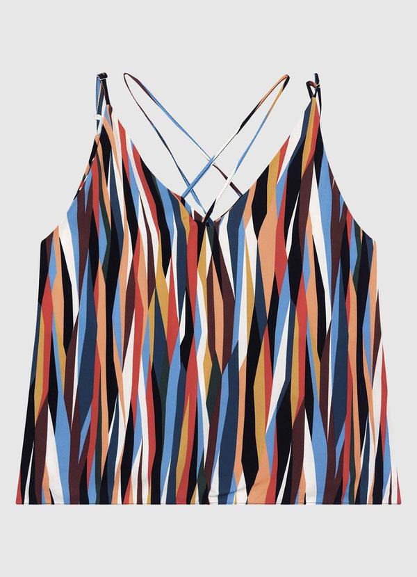 Blusa Evasê Viscose Abstrata Azul