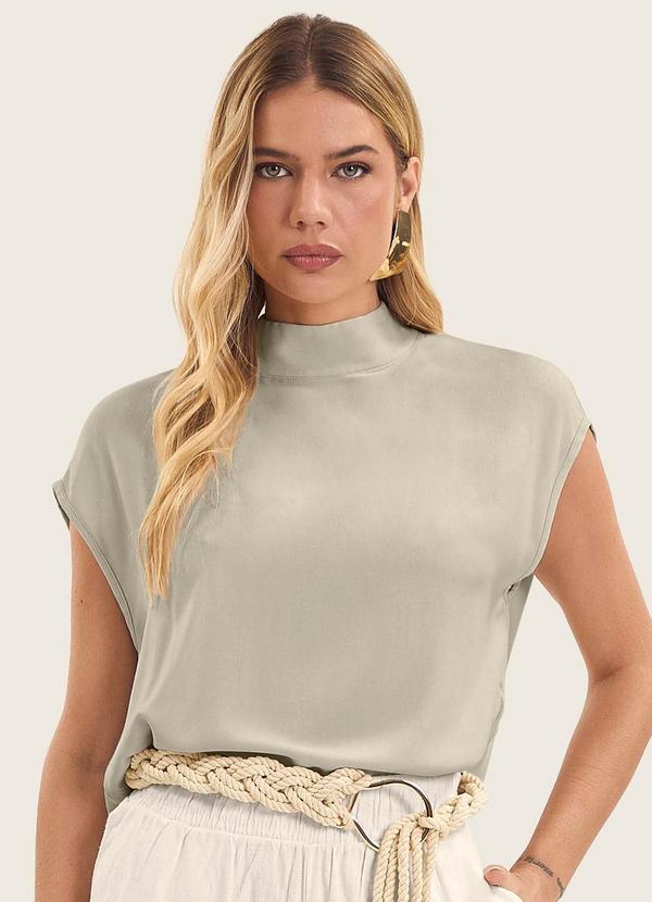 Blusa Feminina Gola Alta Bege