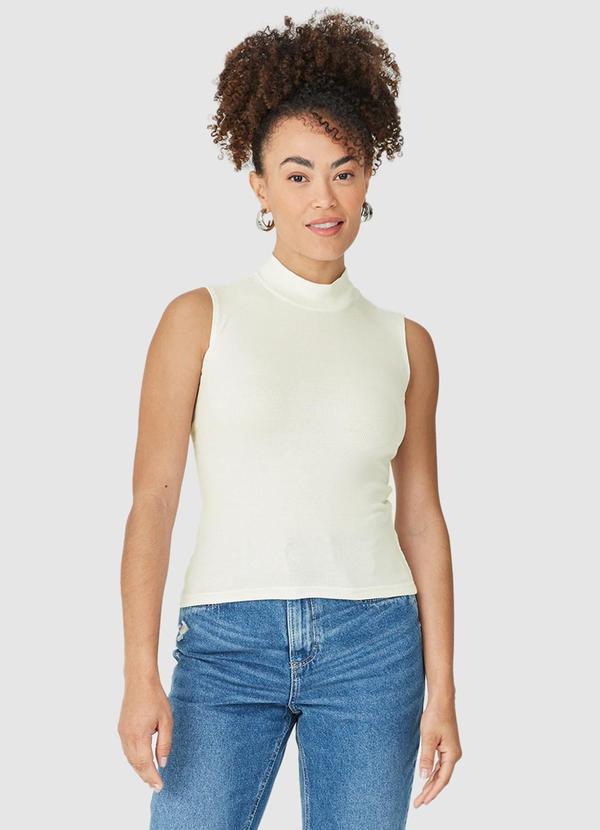 Vista 2 Blusa Feminina Justa em Ribana Bege Malwee Malwee