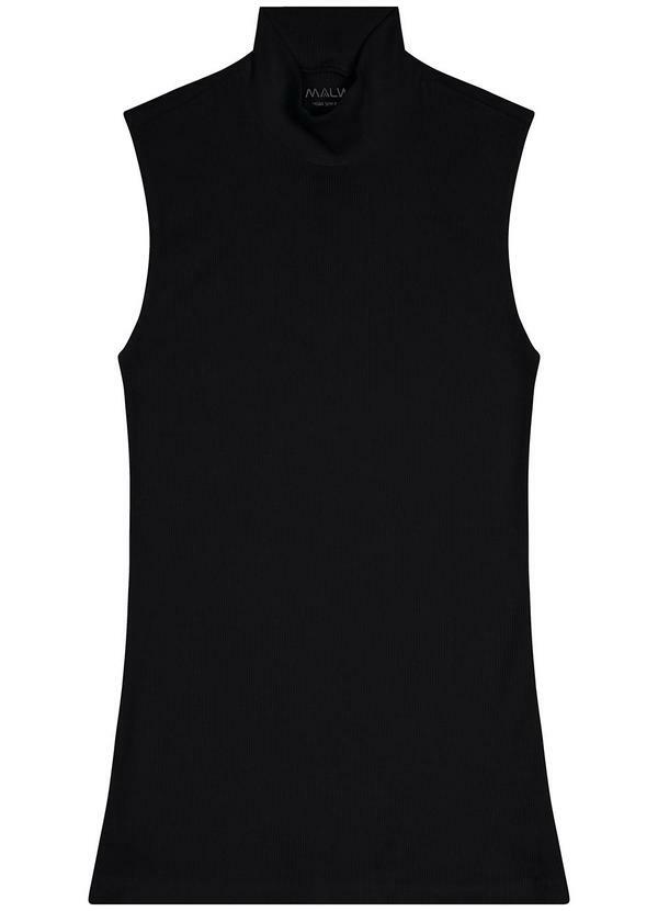 Vista 2 Blusa Feminina Justa em Ribana Preto Malwee Malwee