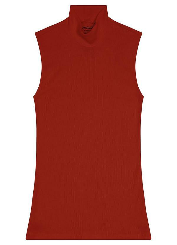 Vista 2 Blusa Feminina Justa em Ribana Terracota Malwee Malwee