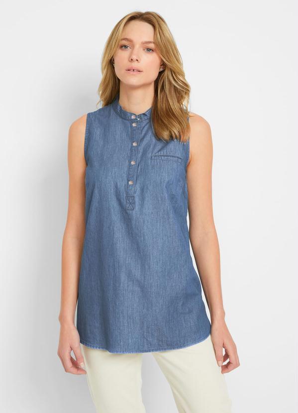 Blusa Jeans Azul Médio