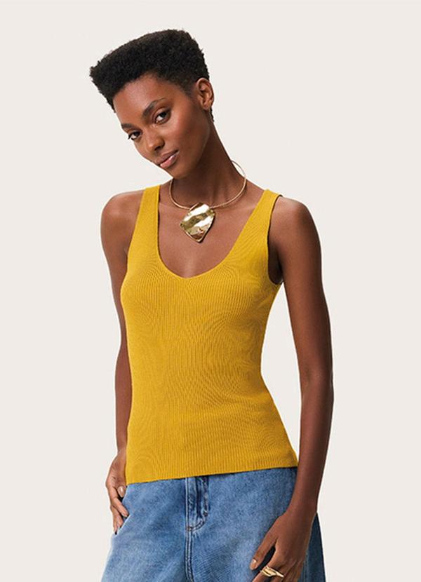 Blusa Justa Canelada Amarelo