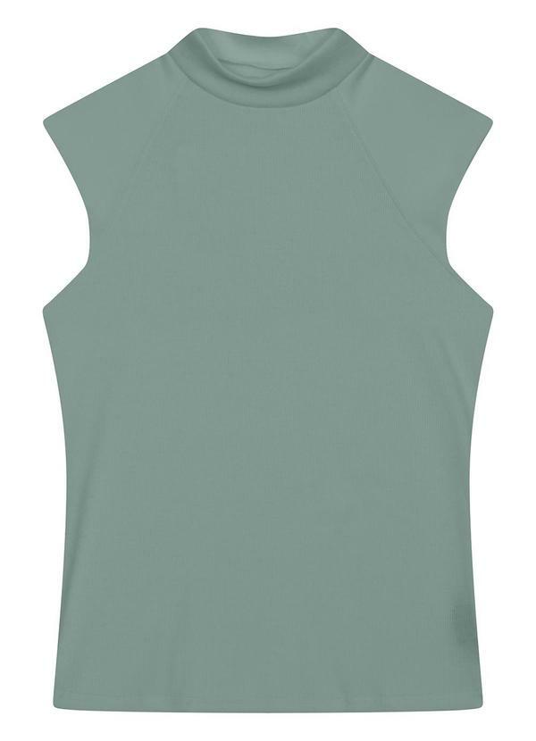 Blusa Justa Canelada Azul Acinzentado
