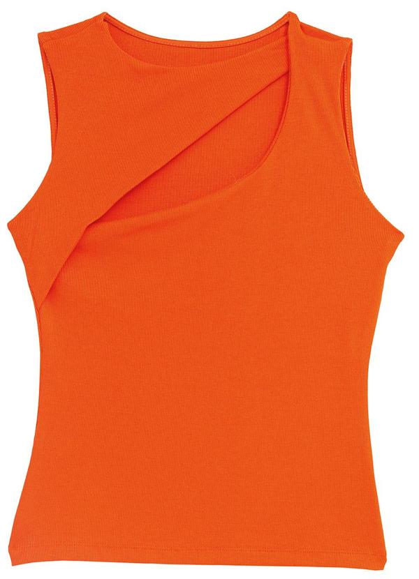 Blusa Justa Cut Out Canelada Laranja