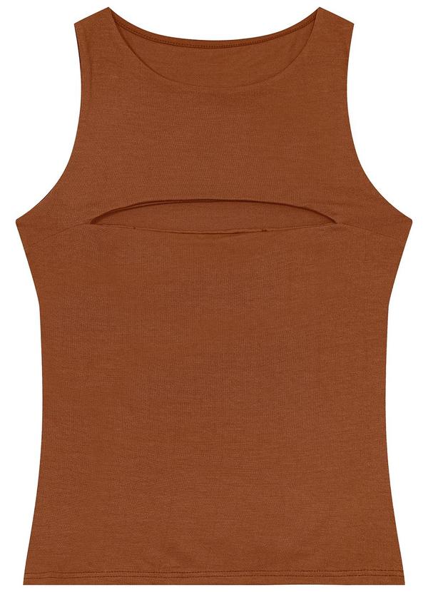 Vista 2 Blusa Justa Cut Out Marrom Enfim Enfim