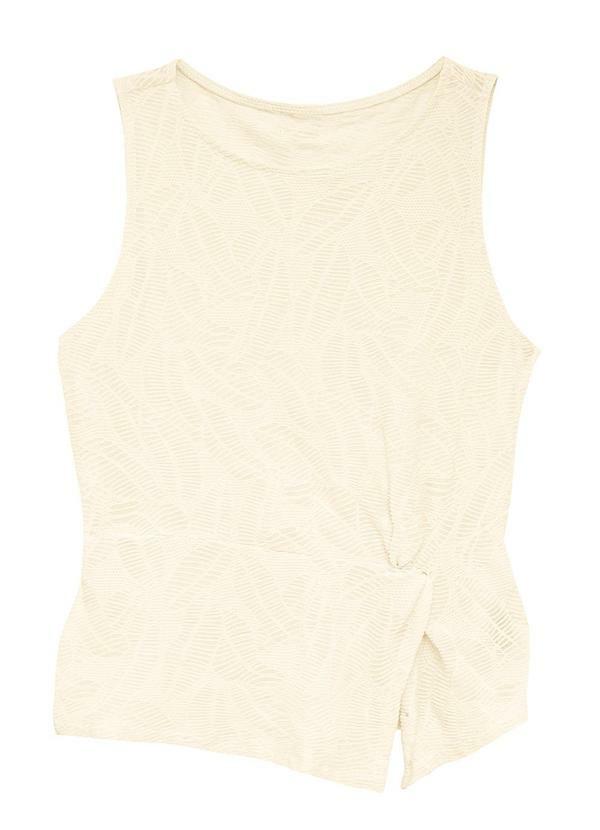 Blusa Justa em Renda com Torção Off White