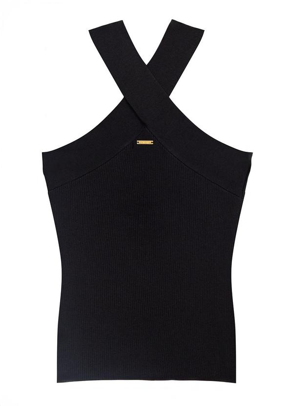 Blusa Justa em Tricot Canelado Preto