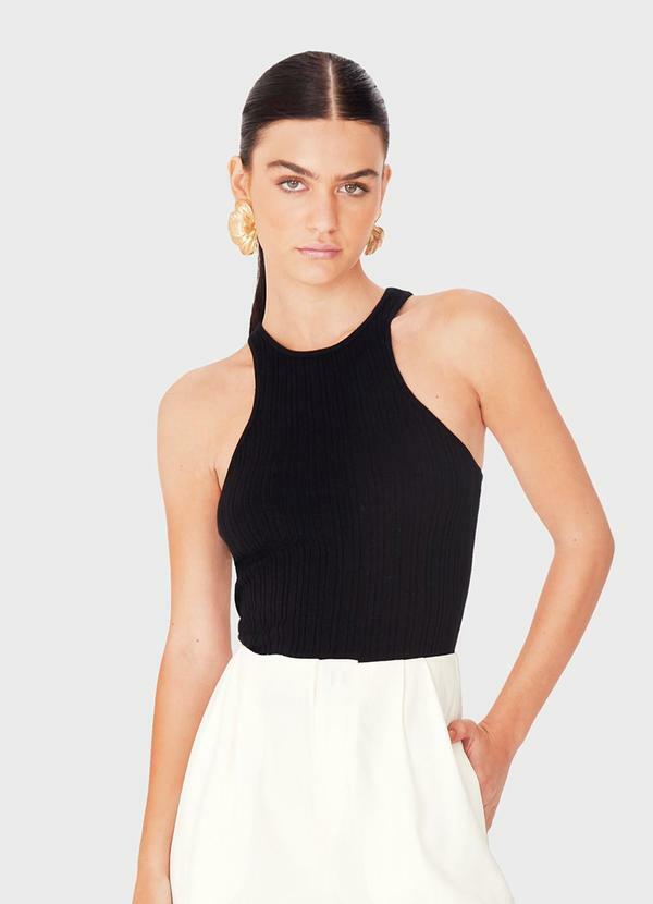 Blusa Justa em Tricot Preto