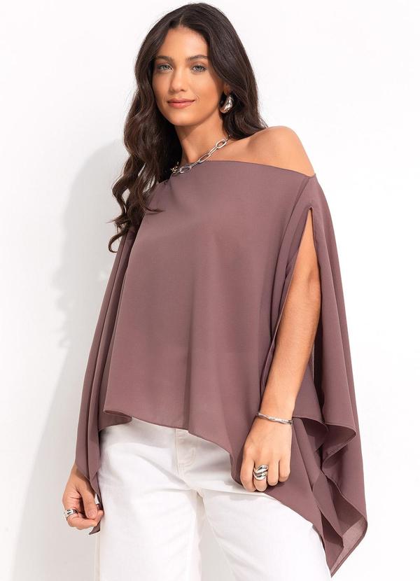 Blusa Marrom em Crepe Plano