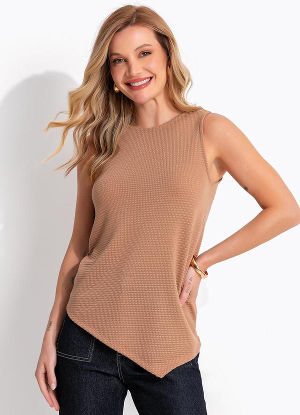 Blusa Marrom em Malha Texturizada