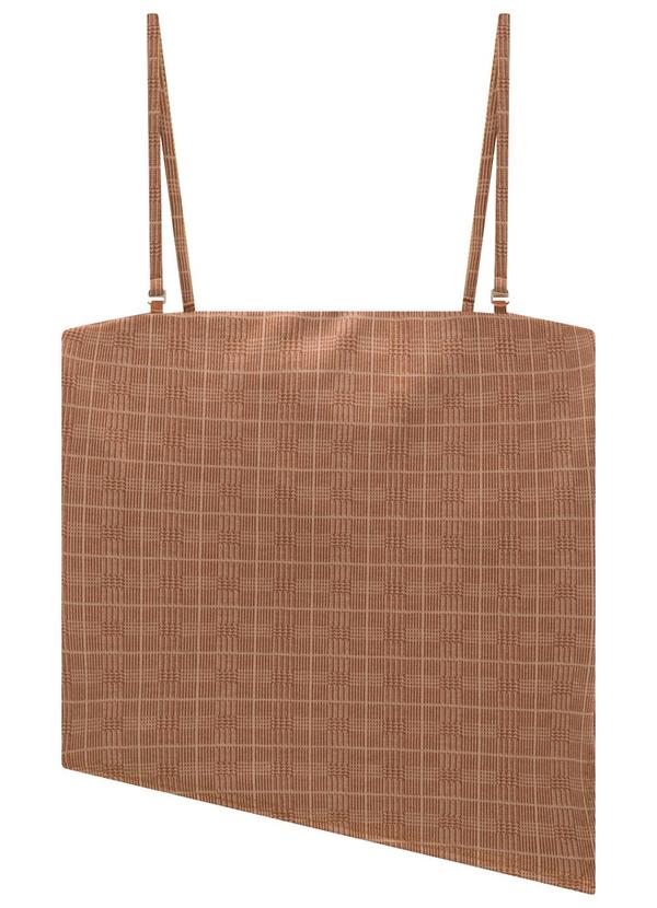 Vista 2 Blusa Marrom Xadrez Assimétrica Enfim Enfim