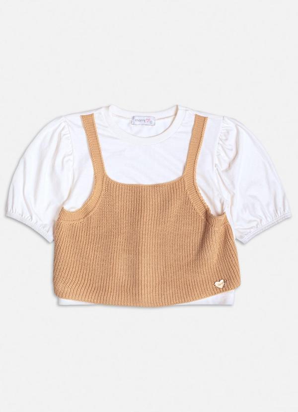 Blusa Off White com Top de Tricot Branco