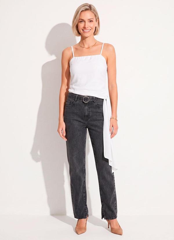 Blusa Off White em Crepe Plano
