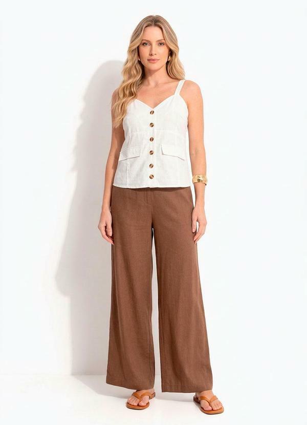 Vista 2 Blusa Off White em Jeans Quintess Quintess