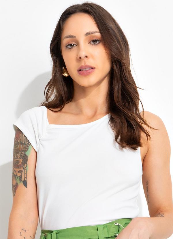 Blusa Off White em Malha Suede