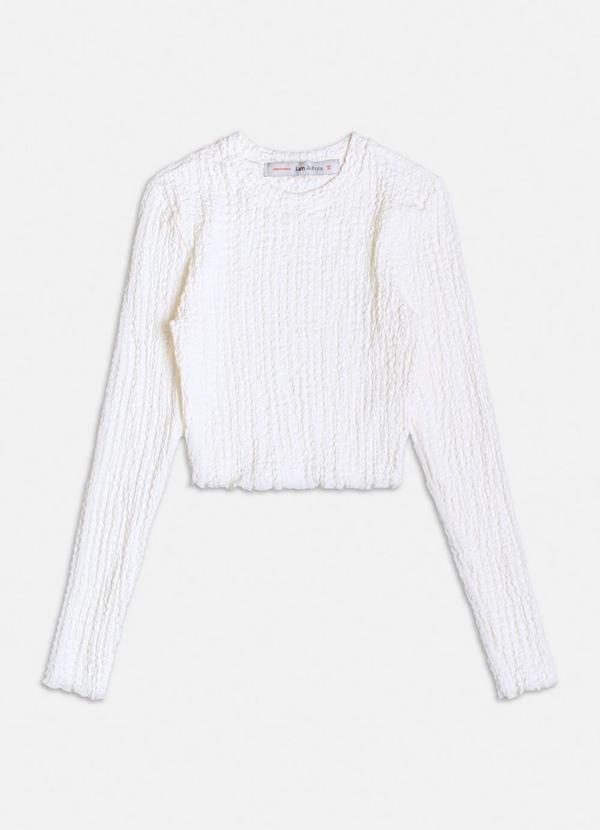 Vista 2 Blusa Off White Manga Longa Texturizada Branco Authoria Authoria