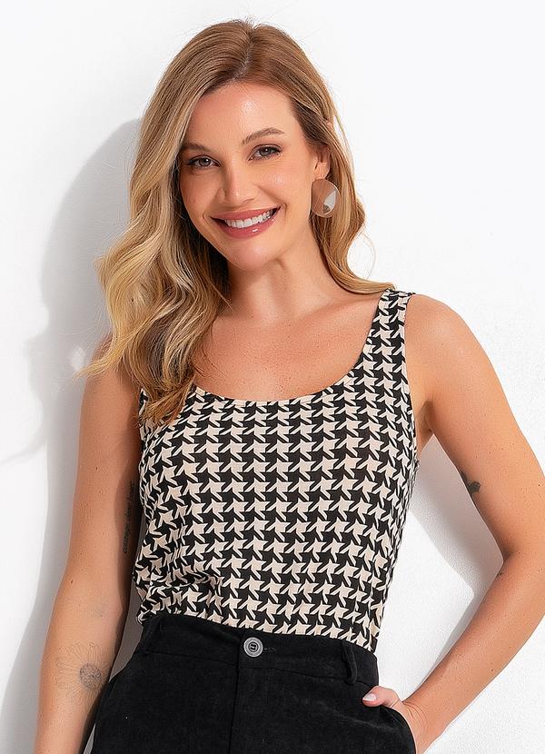 Blusa Pied de Poule em Malha de Viscose
