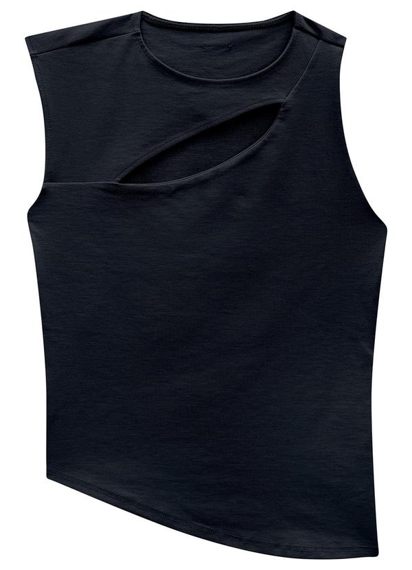 Blusa Preta Assimétrica em Interlock
