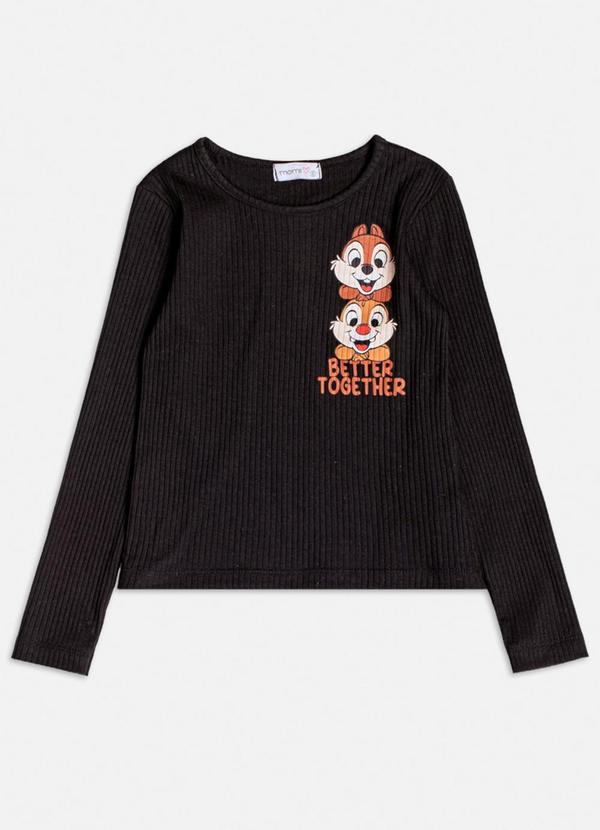 Vista 2 Blusa Preta Manga Longa do Tico e Teco Preto Momi Momi