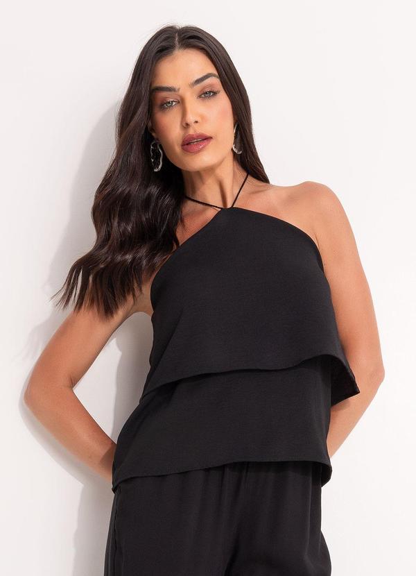 Blusa Preto em Crepe Plano