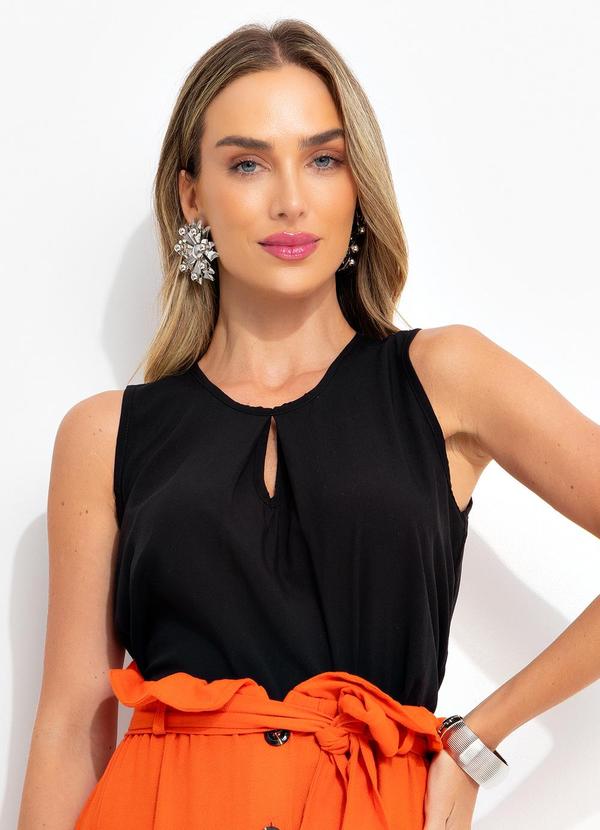 Blusa Preto em Viscose Plana