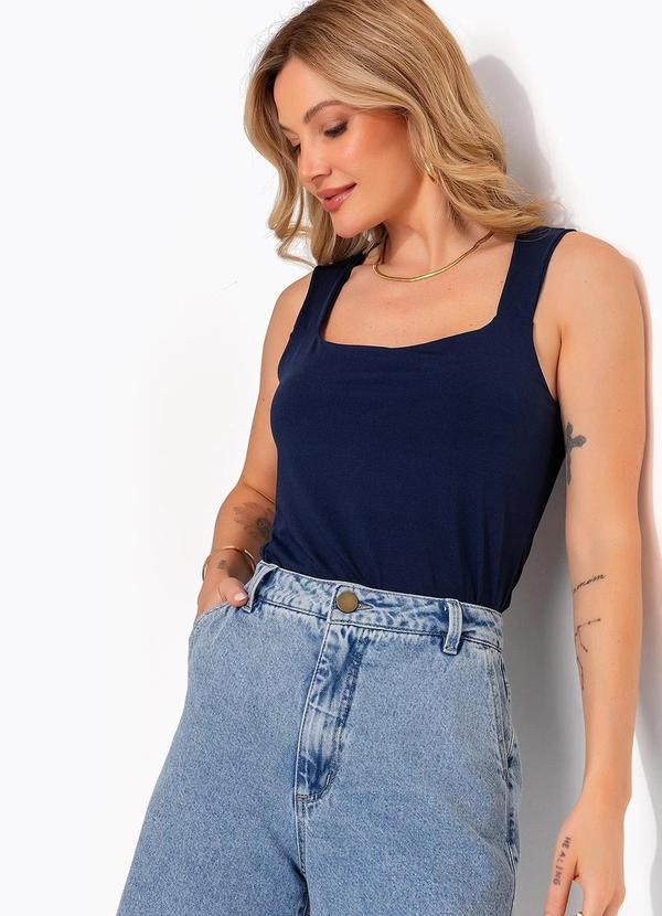 Blusa Azul Marinho em Microflex