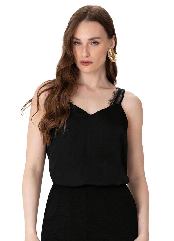 Blusa Reta Acetinada Preto