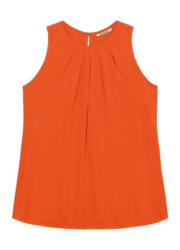 Blusa Reta com Pregas em Viscose Laranja