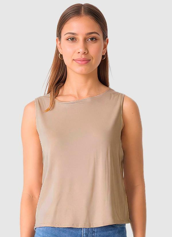 Vista 2 Blusa Reta em Viscose Marrom Claro Malwee Malwee
