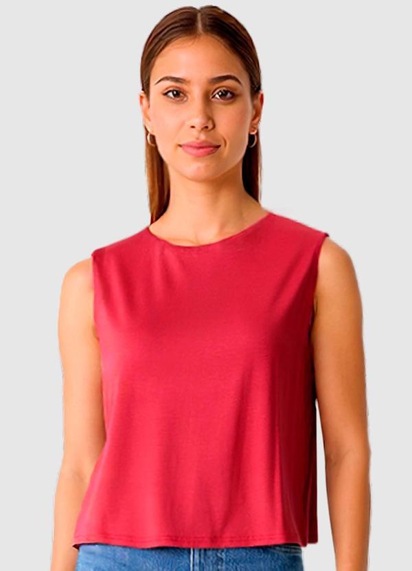 Vista 2 Blusa Reta em Viscose Vermelho Escuro Malwee Malwee