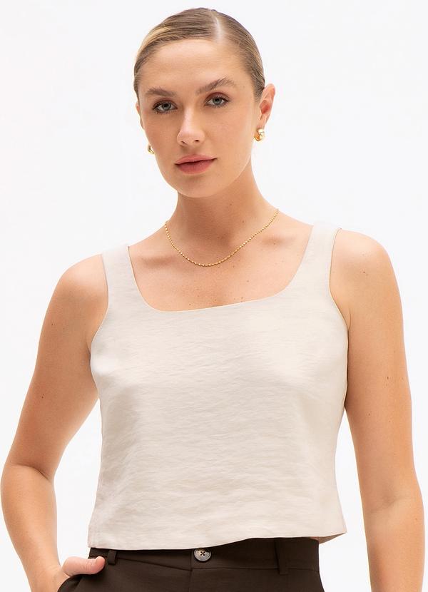 Vista 2 Blusa sem Manga em Viscose Fluid Aveia Geralda Principessa Principessa