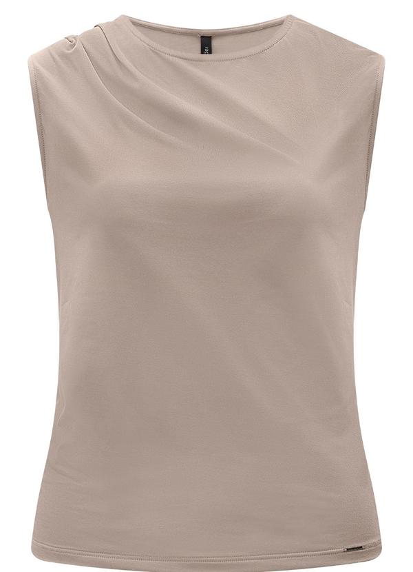Blusa sem Mangas com Pregas em Malha Cinza