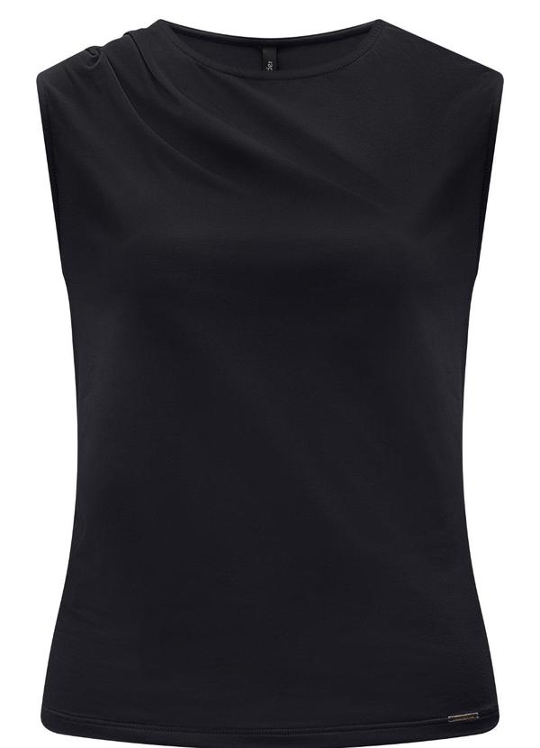 Blusa sem Mangas com Pregas em Malha Preto