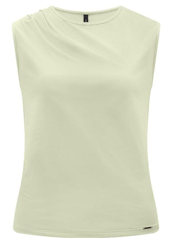 Blusa sem Mangas com Pregas em Malha Verde