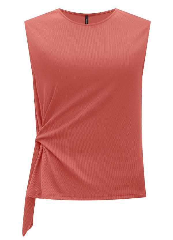 Blusa sem Mangas em Malha Ribana Laranja
