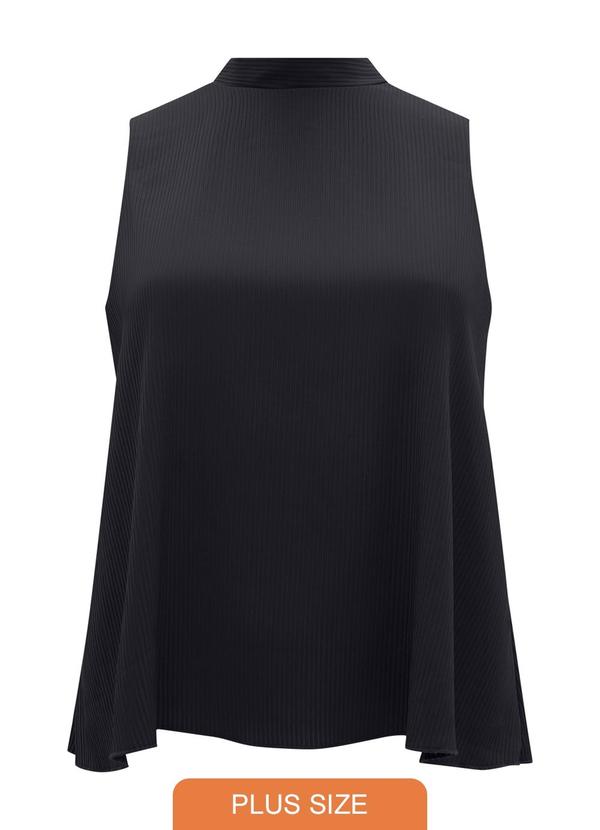 Blusa sem Mangas Plus Size com Amarração Preto