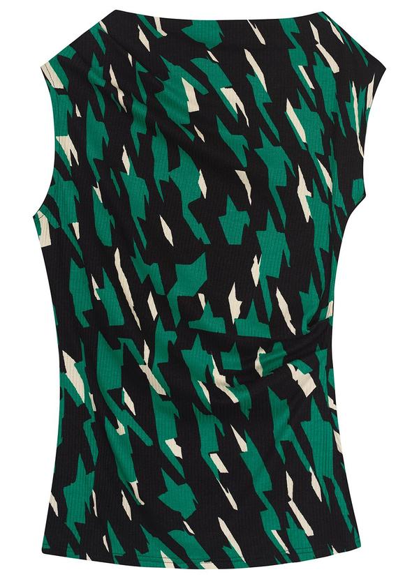 Vista 2 Blusa Verde Assimétrica Abstrata Canelada Malwee Malwee