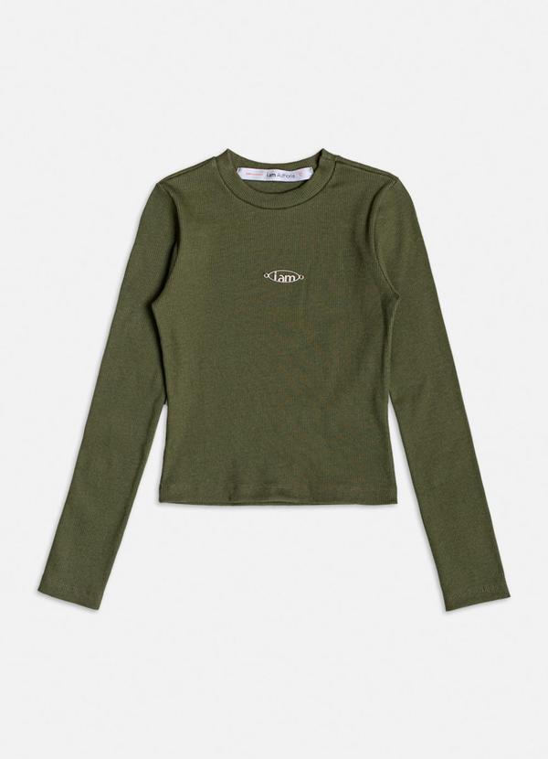 Blusa Verde de Ribana com Manga Longa Verde