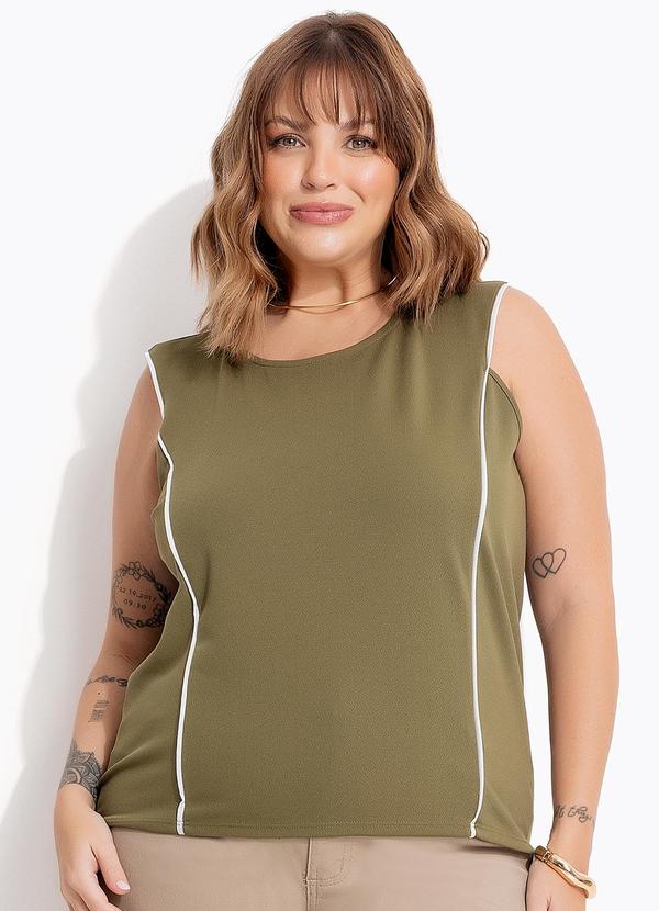 Vista 2 Blusa Verde em Malha Crepe Marguerite Marguerite