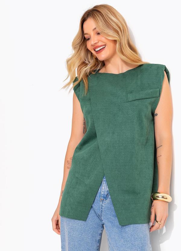 Blusa Verde em Malha Suede