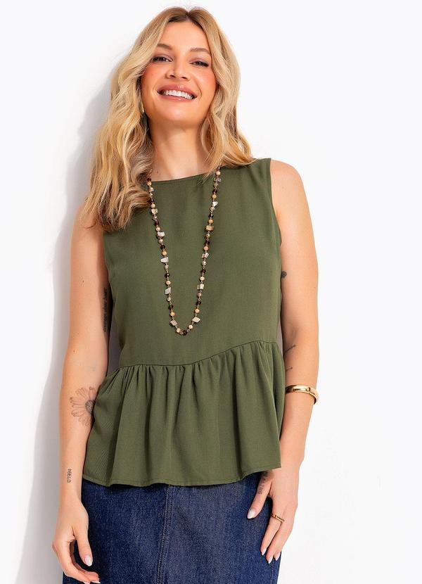 Blusa Verde em Viscose Sarjada