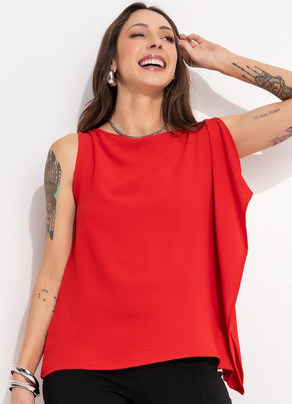 Blusa Vermelho em Crepe Plano