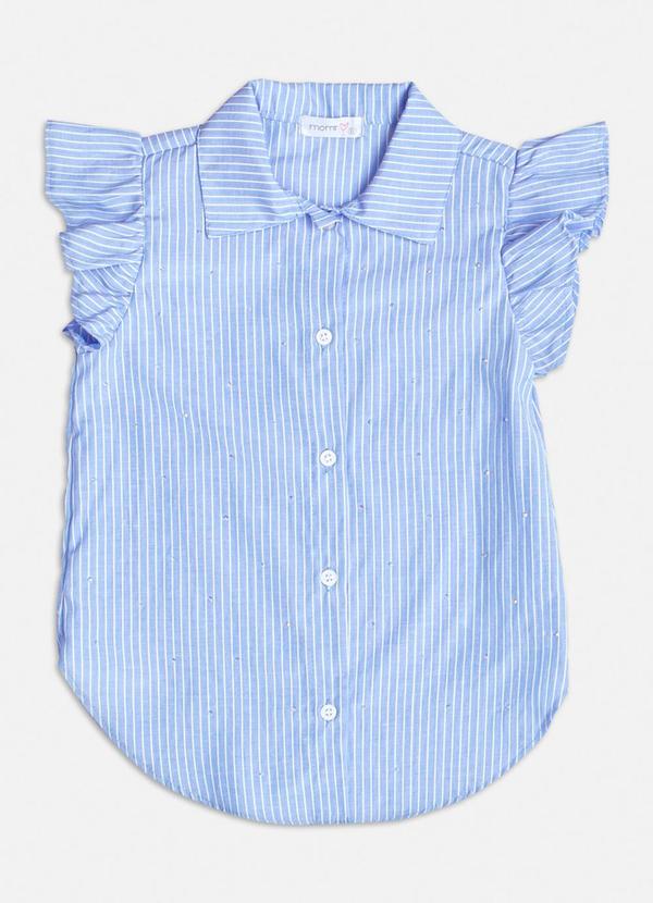 Camisa Azul Listrada com Strass Azul