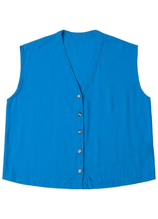 Vista 2 Camisa Feminina Viscose Sarjada Pesada Azul Rovitex Rovitex
